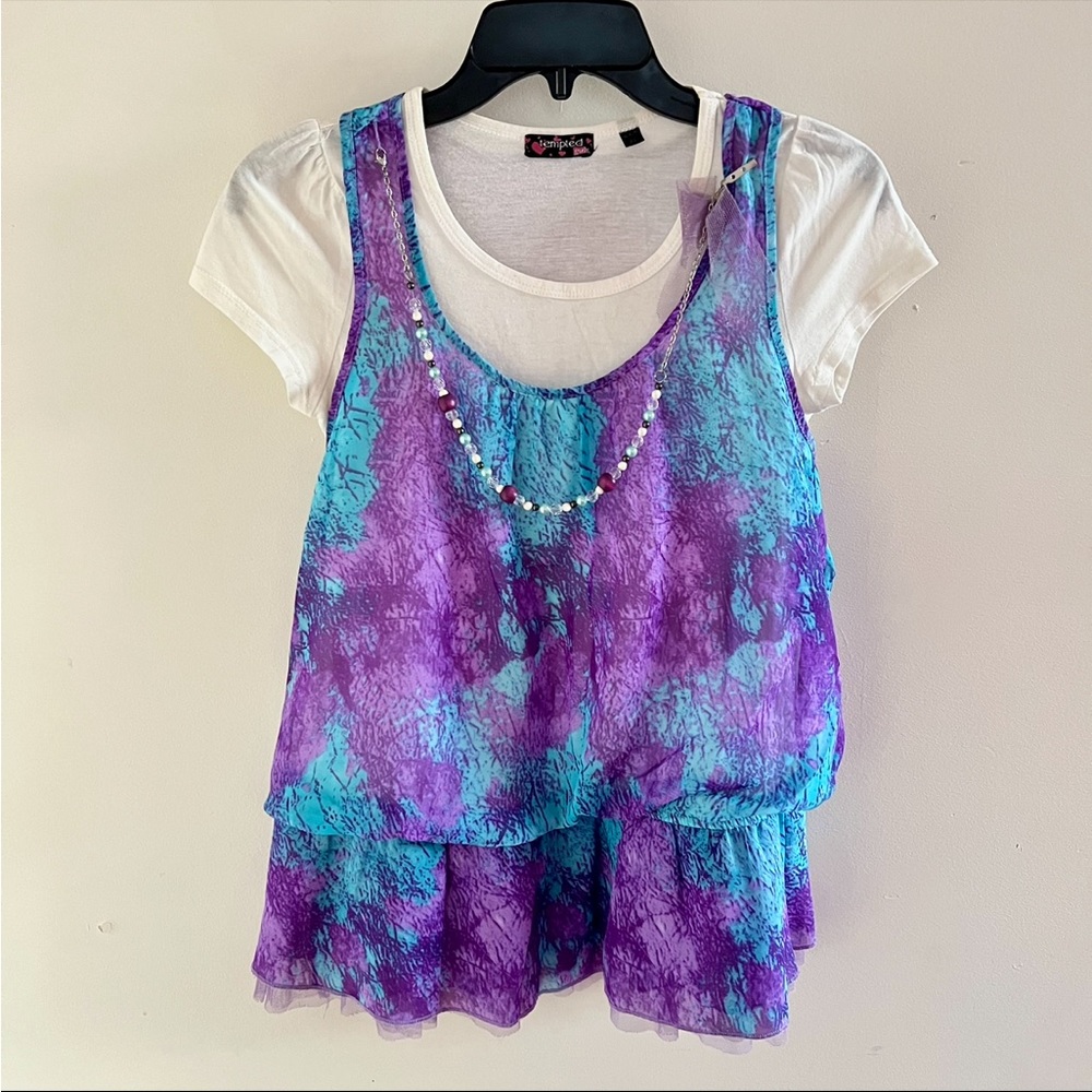 Girls Tie Dye Top with White T-Shirt